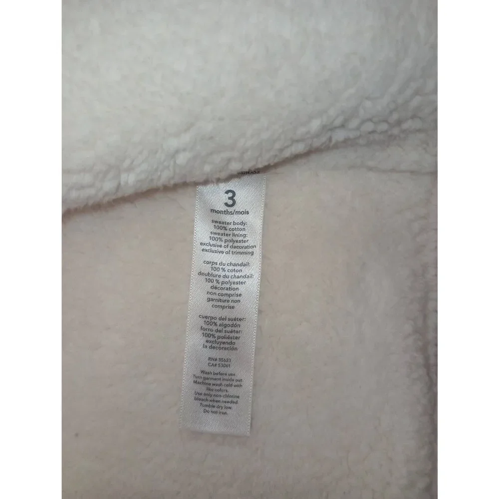 Carters pink knit, Sherpa lined coat 0-3 months girls